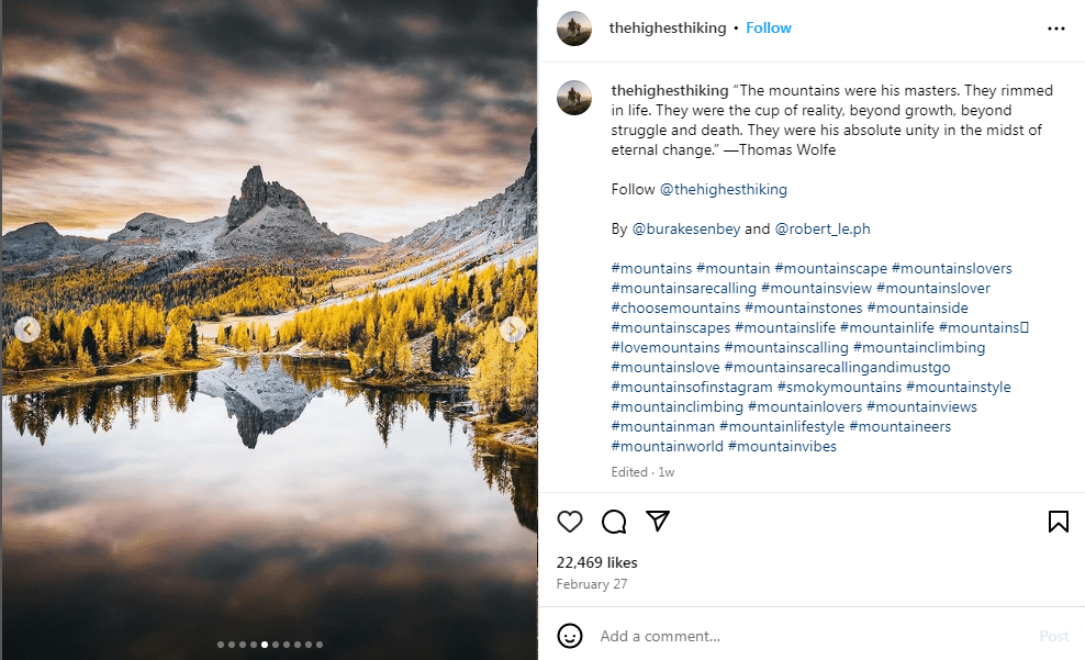 Beautiful mountain view caption for instagram.